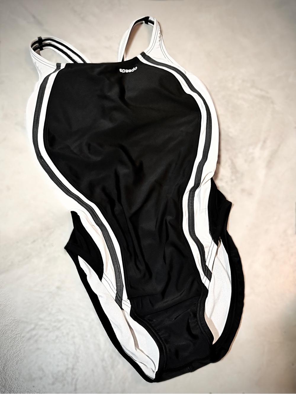 Speedo Black & White Women’s' Athletic One-Piece Swimsuit